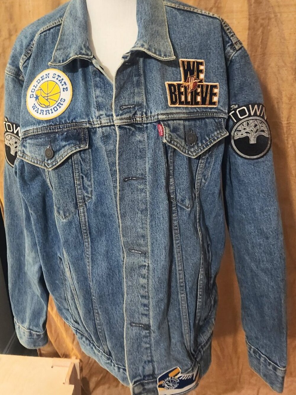 Goldenstate WarriorsOracle Arena 2015 Retired Numbers CUSTOM Jean Jacket NWOT